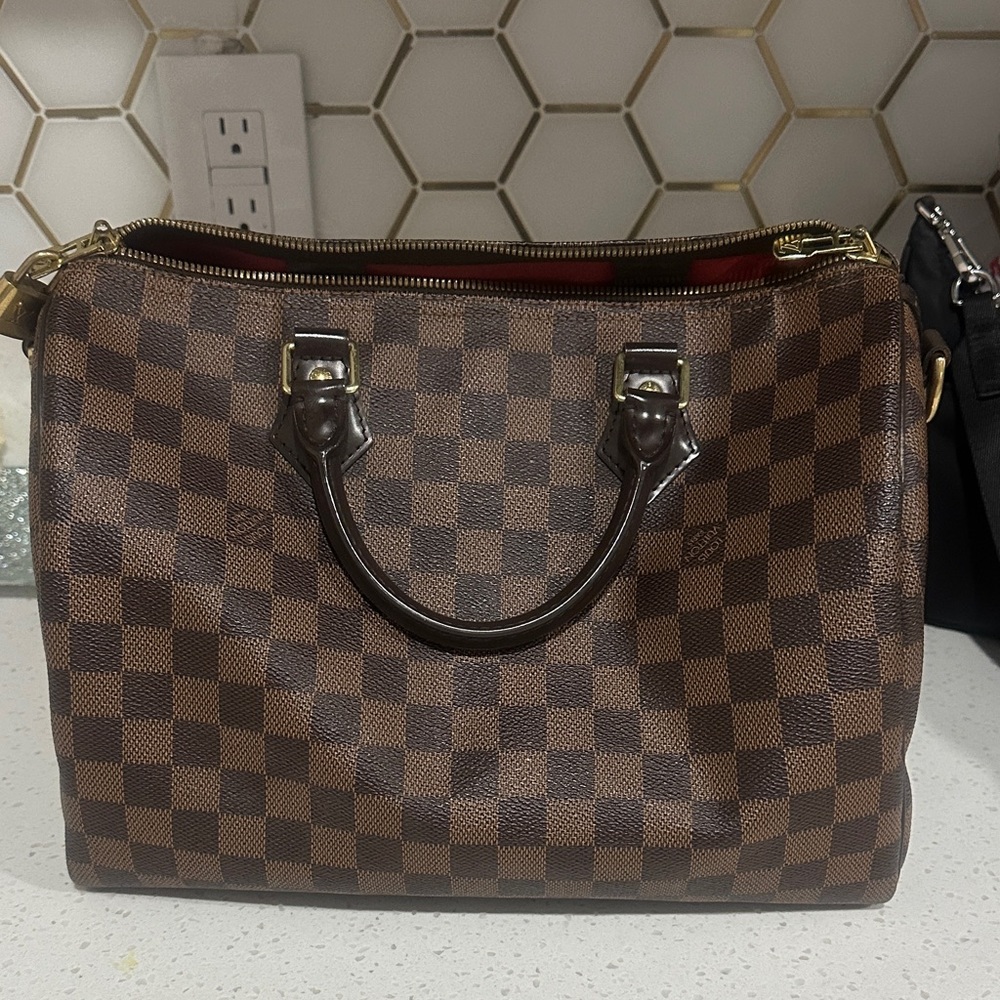 Checkered Brown Handbag